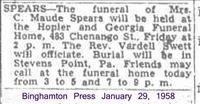 Spears, C. Maude (Funeral Notice)